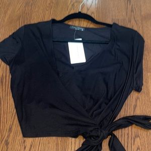 Black tie crop top, size medium